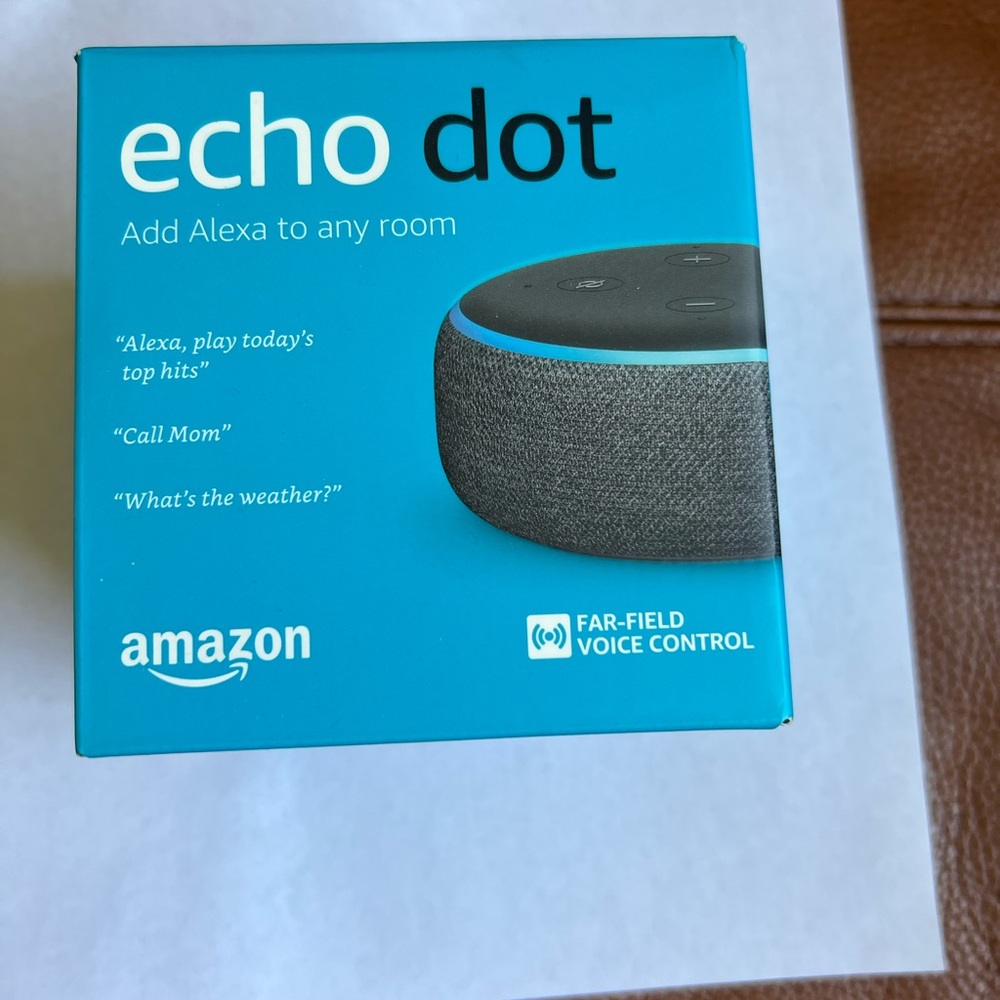 Amazon Echo Dot Smart Speaker in Blue and Gray